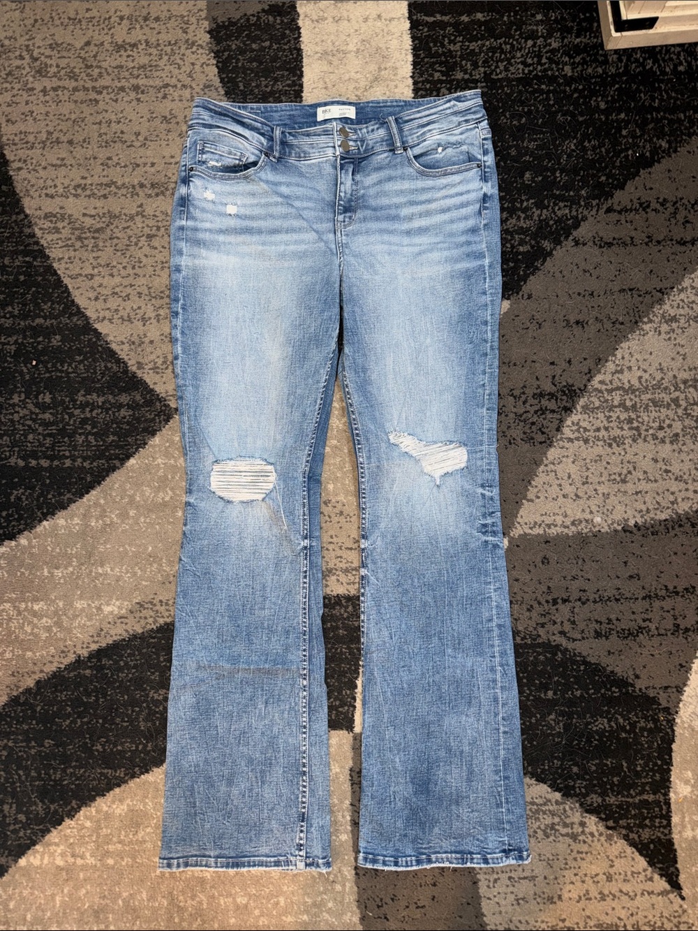 Women's Light Blue Distressed Universal Bootcut - Mid Rise (Payton) 34x35.5